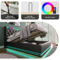 Full Size Upholstered Bed, 360 Surround Led Function, Buttons Apps Remote Control, Hydraulic Storage Bed With Usb Type C Charging, Black,Pu Without Mattress Full Black Pu