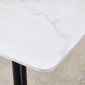Table And Chair Set, White Imitation Marble Texture Rock Board Table Top, Black Metal Table Legs, Stable And Beautiful. Modern Simple Dining Table, Comfortable Seating. White Gray Metal