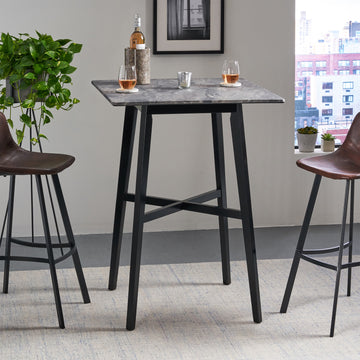 Modern Bar Height 42" Dining Table, Rubberwood Legs grey+black-rubberwood-square-mdf