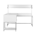 Techni Mobili L Shape Desk With Hutch And Storage, White White Computer Desk Office Modern L Shape Engineered Wood