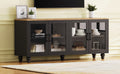 Farmhouse Tv Stand With Tempered Glass Doors For Tvs Up To 70