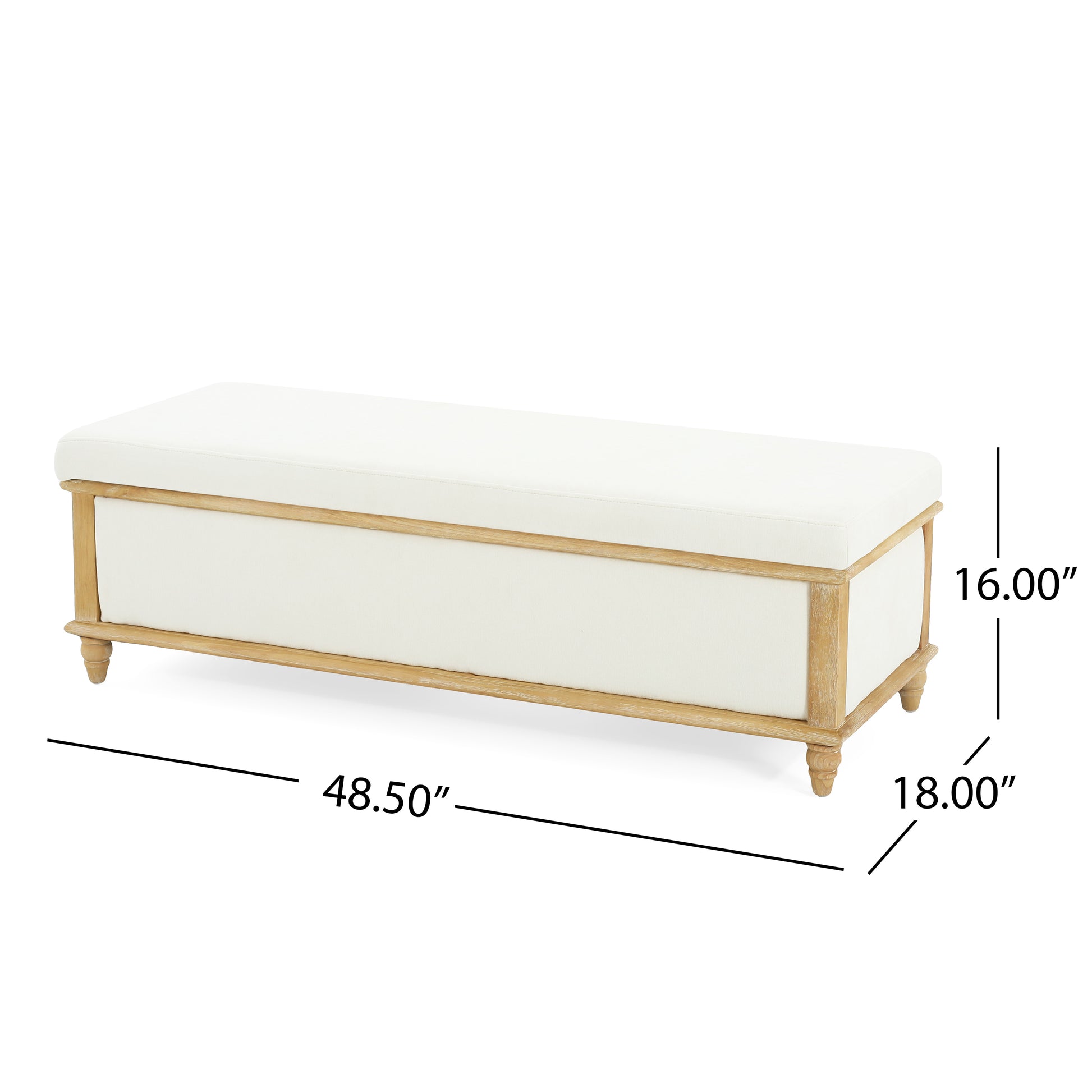 Osgood White Storage Ottoman White Wood Fabric