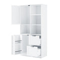 Bathroom Storage Cabinet With Doors And Drawers, Multiple Storage Space, Freestanding Style, Open Shelve, Adjustable Shelf, White White Mdf