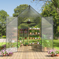 8X12 Ft Greenhouse For Outdoors,Heavy Duty Polycarbonate Greenhouse,Large Walk In Greenhouse With Roof Vent,Aluminum Hot House For Outside Green House Garden Backyard Silver Steel