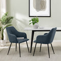 Contemporary Upholstered Woven Fabric Dining Chairs Indigo Blue Blue Polyester Polyester