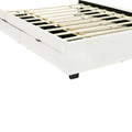 Queen Size Upholstered Platform Bed With Led Frame, With Twin Xl Size Trundle And 2 Drawers, Teddy Fleece, White White Fleece
