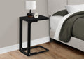 Accent Table, C Shaped, End, Side, Snack, Living Room, Bedroom, Black Laminate, Black Metal, Contemporary, Modern Black Mdf