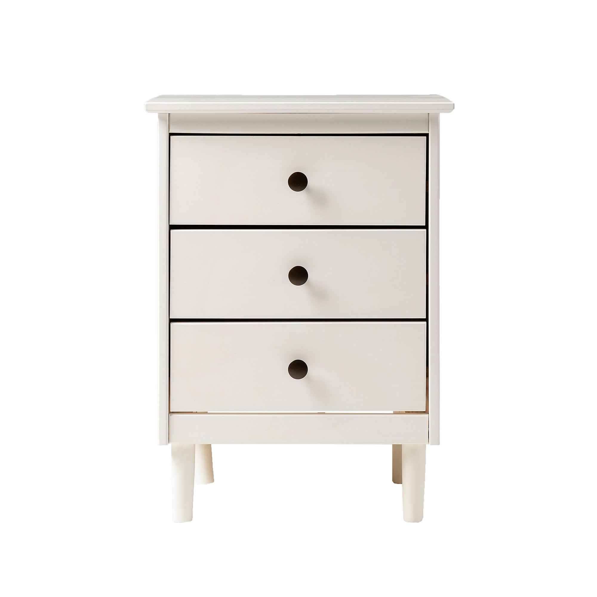 Classic 3 Drawer Solid Wood Nightstand White White Mdf Pine