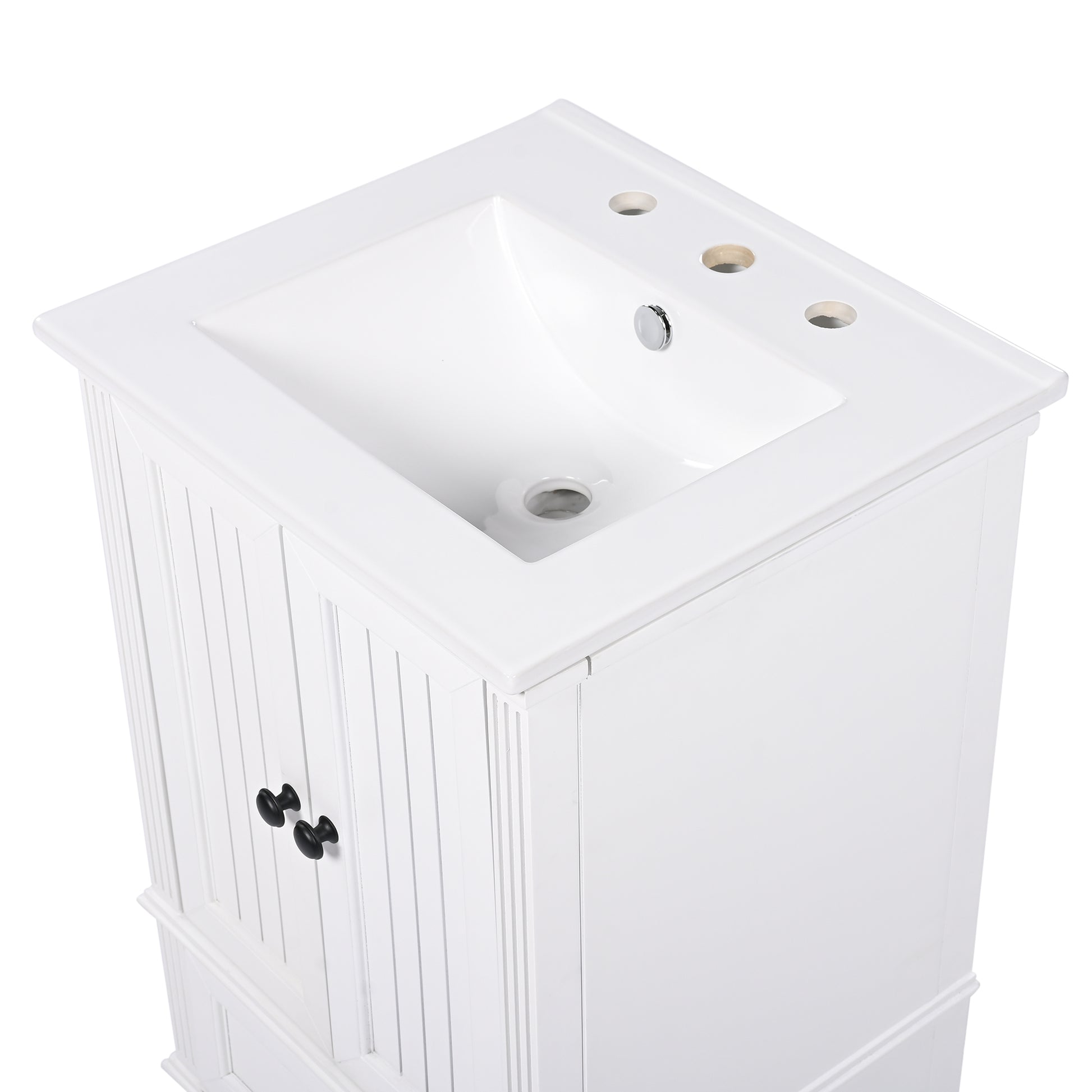 20" Bathroom Vanity With Sink, Bathroom Cabinet With Two Doors, Magnetic Door Stopper And Adiustable Foot Pads, A Drawer, White White Mdf