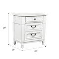 Coastal White 3 Drawer Nightstand White Engineered Wood