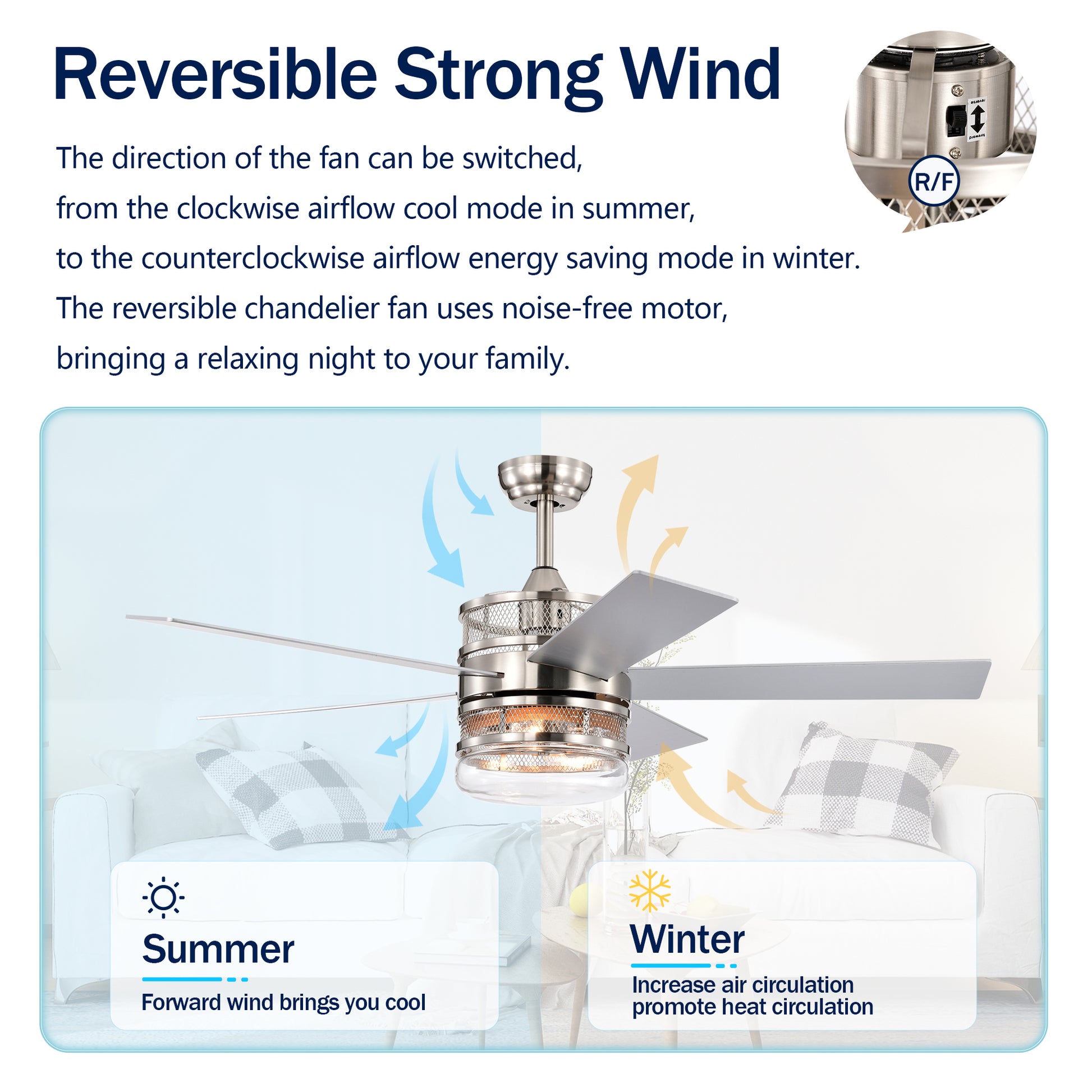 52 Inch 5 Blade Plywood Blades Ceiling Fan ,Dual Lamp Shade Ceiling Fan With Remote Control Optional Remote Satin Nickel Nickel American Design,American Traditional,Classic,Contemporary,Farmhouse Plywood Metal