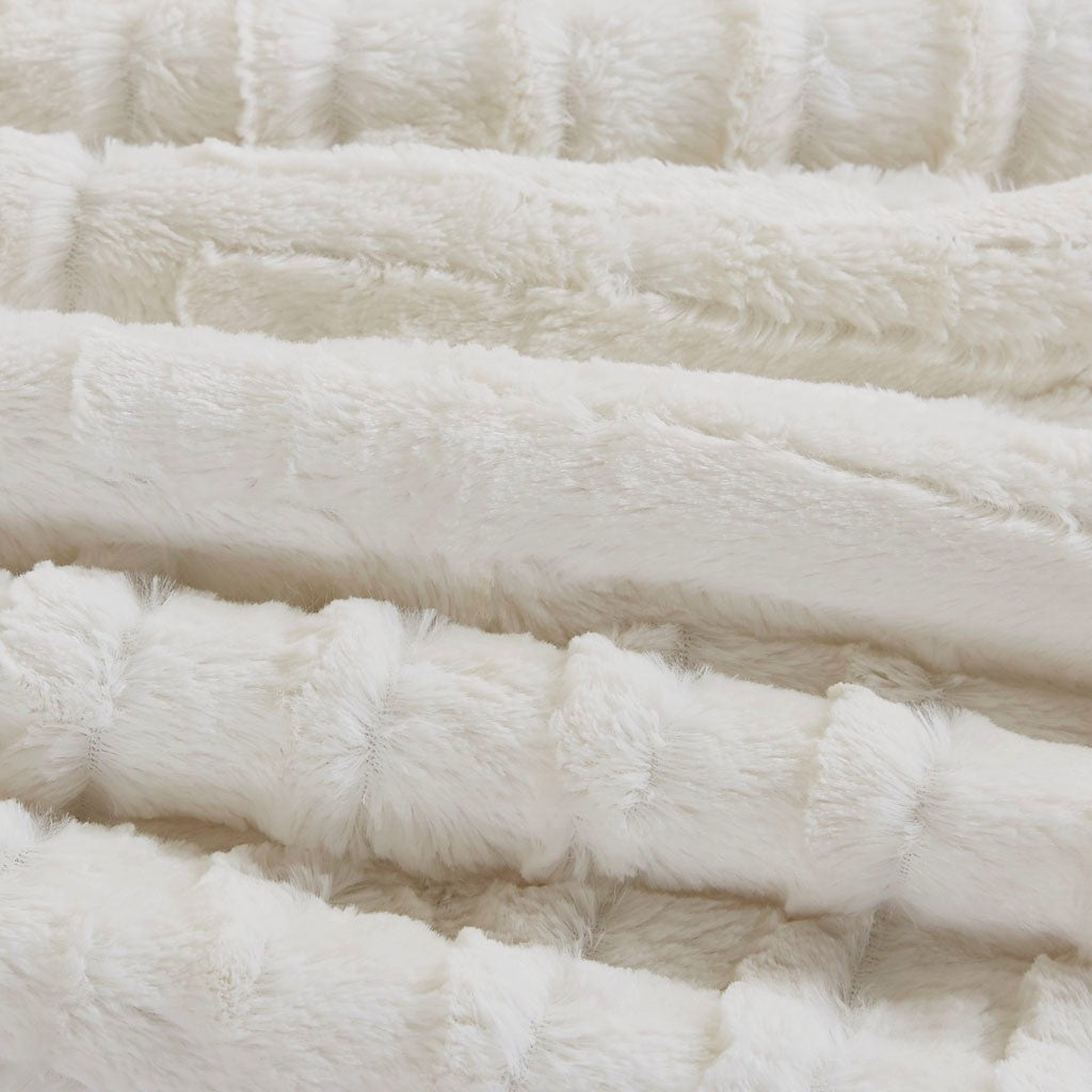 Fur Down Alternative Comforter Mini Set Queen Ivory Faux Fur