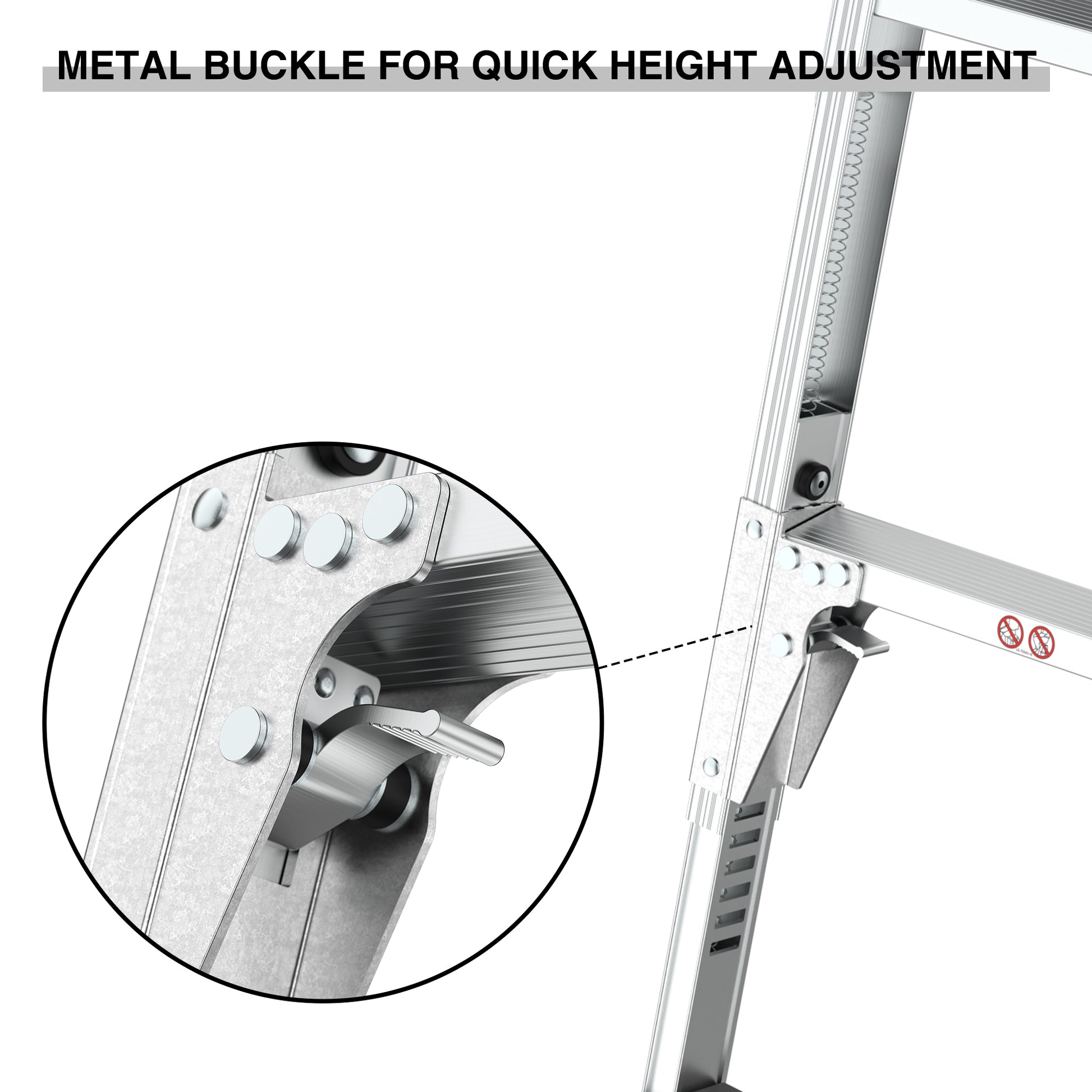 Aluminum Work Platform Large Size Step Stool Folding Portable Work Bench 40" Width Telescopic Feet 22" 27.5" Height Adjustable Grey Aluminium Alloy