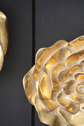 S 2 Gold Rose Hanging Wall Accents Gold Resin