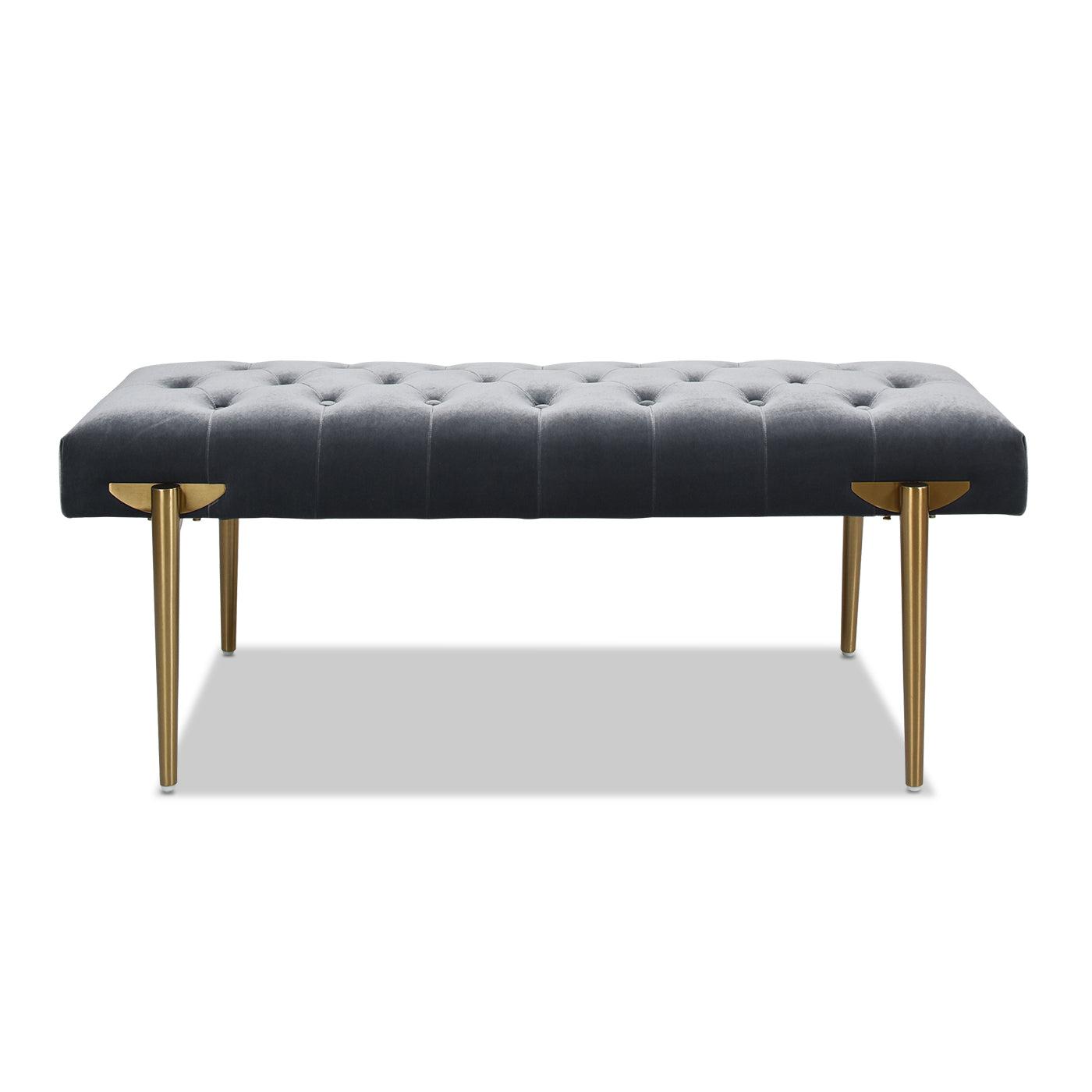 Aria Upholstered Gold Accent Bench, Steel Gray Performance Velvet Gray Foam Velvet