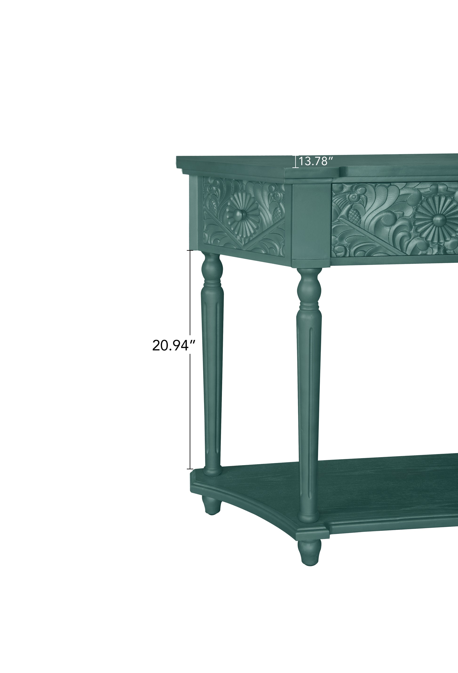 1 Drawer End Table,Side Table,Elegant Carved 1 Drawer End Table For Living Room Bed Room Study Entryway Dark Green American Design Mdf