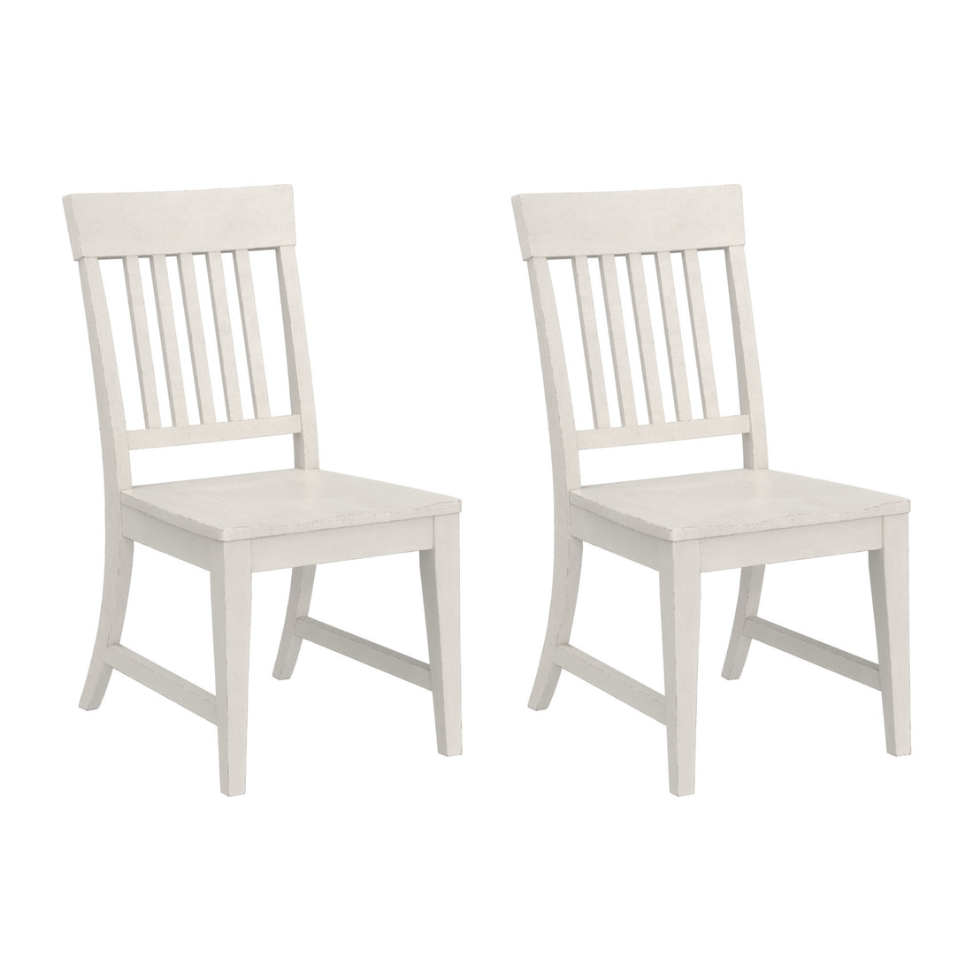 Haidel White Slat Back Dining Chairs, Set Of 2 White Solid Wood