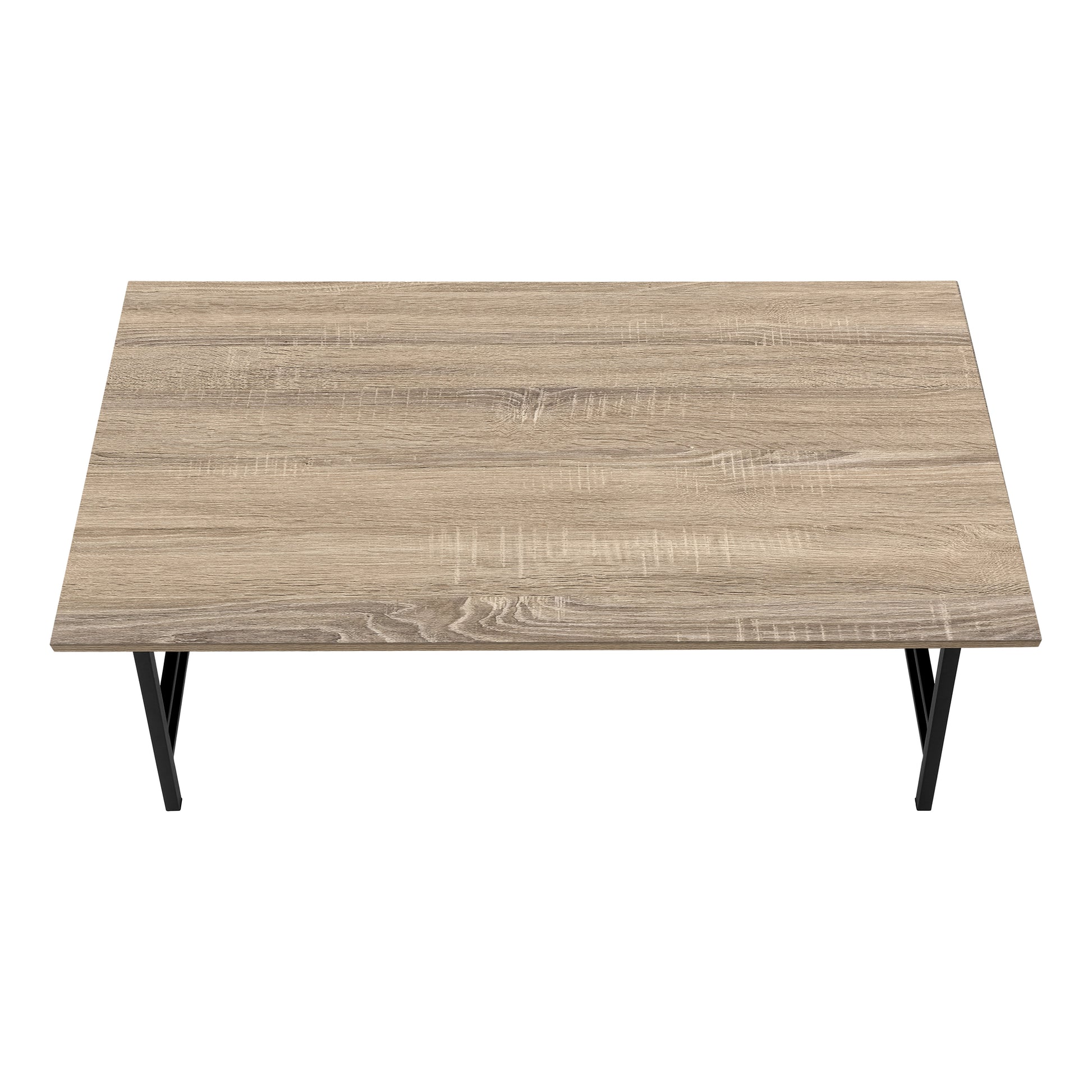 Coffee Table, Accent, Cocktail, Rectangular, Living Room, 40"L, Brown Laminate, Black Metal, Contemporary, Modern Taupe Mdf