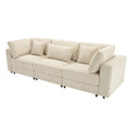 105'' 3 Seater Sofa With Removable Back Cushions And 5 Pillowsfor Living Room, Apartment, Spacious Space Beige Polyester 3 Seat