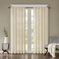 Solid Crushed Curtain Panel Pair 2 Pcs Window Panels Cream Polyester