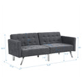 Sofa Bed Convertible Folding Dark Grey Lounge Couch Loveseat Sleeper Sofa Armrests Living Room Bedroom Apartment Reading Room Dark Gray Linen 2 Seat