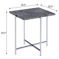 Grey And Chrome Rectangle End Table Grey Silver Primary Living Space Rectangular Marble Metal