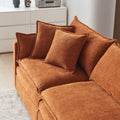 Modular L Shaped Sectional Sofa With Ottoman, Chenille Fabric Sofa Couch, Comfy Upholstered Furniture For Living Room, Apartment, Studio, Office Orange Wood Medium Soft Foam Chenille 4 Seat