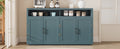 4 Door Classic Sideboard With Open Storage And Adjustable Shelves Perfect For Kitchens, Living Rooms Smoke Blue Smoke Blue Mdf