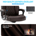 Executive Office Chair 400Lbs Heavy Duty Office Chair, Wide Seat Bonded Leather Office Chair With 30 Degree Back Tilt & Lumbar Support Brown Caster Iron Brown Office Dry Clean Round Handle Office Chairs Solid Back Casters Leather