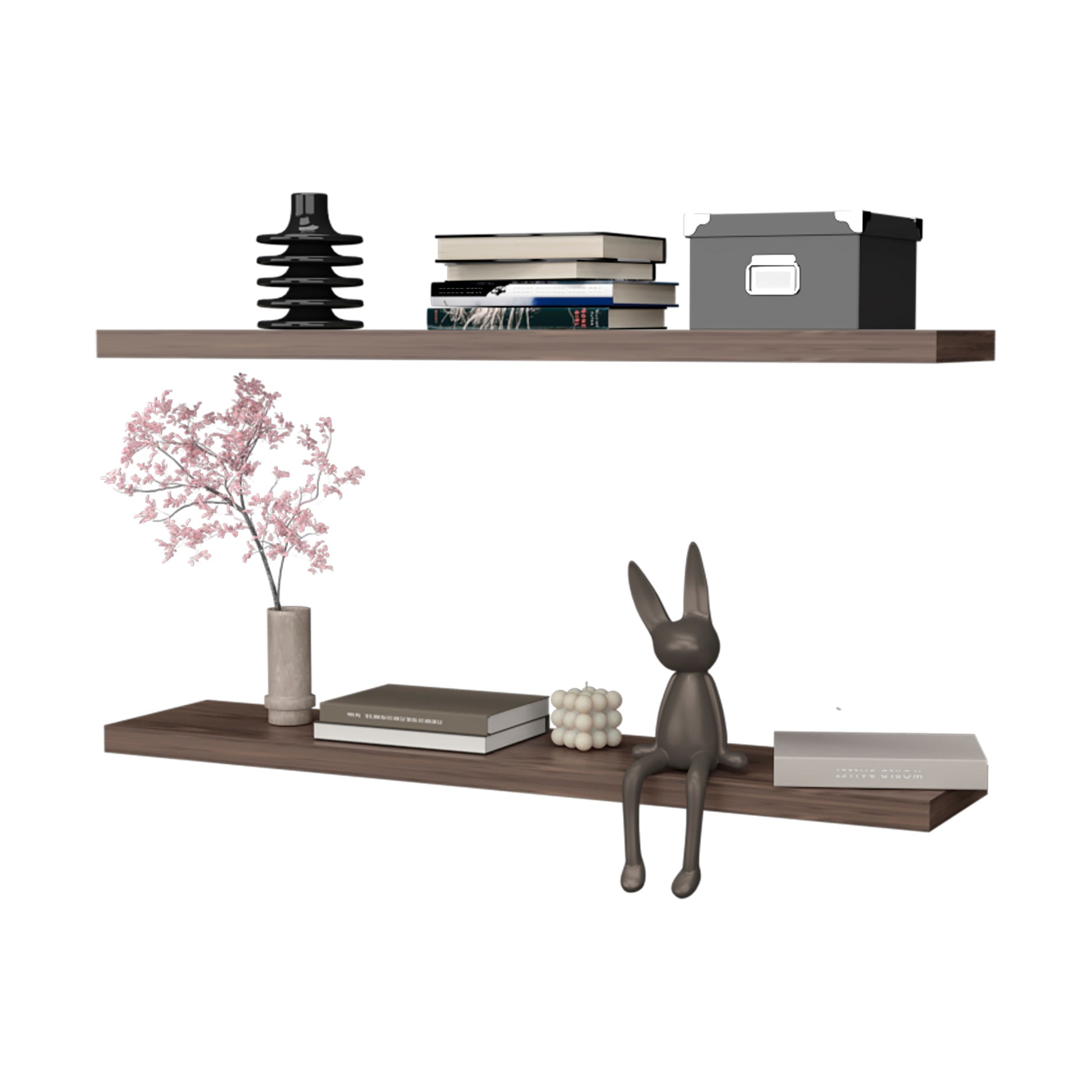 Greer Floating Shelf In Melamine X2,Cognac Cognac Minimalist,Modern Particle Board Melamine