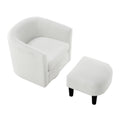 Swivel Accent Chair 360 Comfy Recliner Corduroy Arm Chair Single Sofa With Ottoman For Living Room Bedroom White Fabric