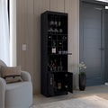 Pisek Bar Cabinet 5 Tier, Wine Cabinet, Liquor Cabinet, 12 Bottle Cubbies, 5 Shelves, Black Black Solid Wood Mdf Engineered Wood