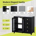 36 Inch Bathroom Vanity With Two Soft Close Doors, Adjustable Shelves And Three Soft Close Drawers Black Bathroom Solid Wood Mdf