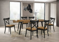 Walnut And Black Extendable Dining Table With 2 Leaf Walnut Black Seats 6 Dining Room Modern Rectangular Wood Metal