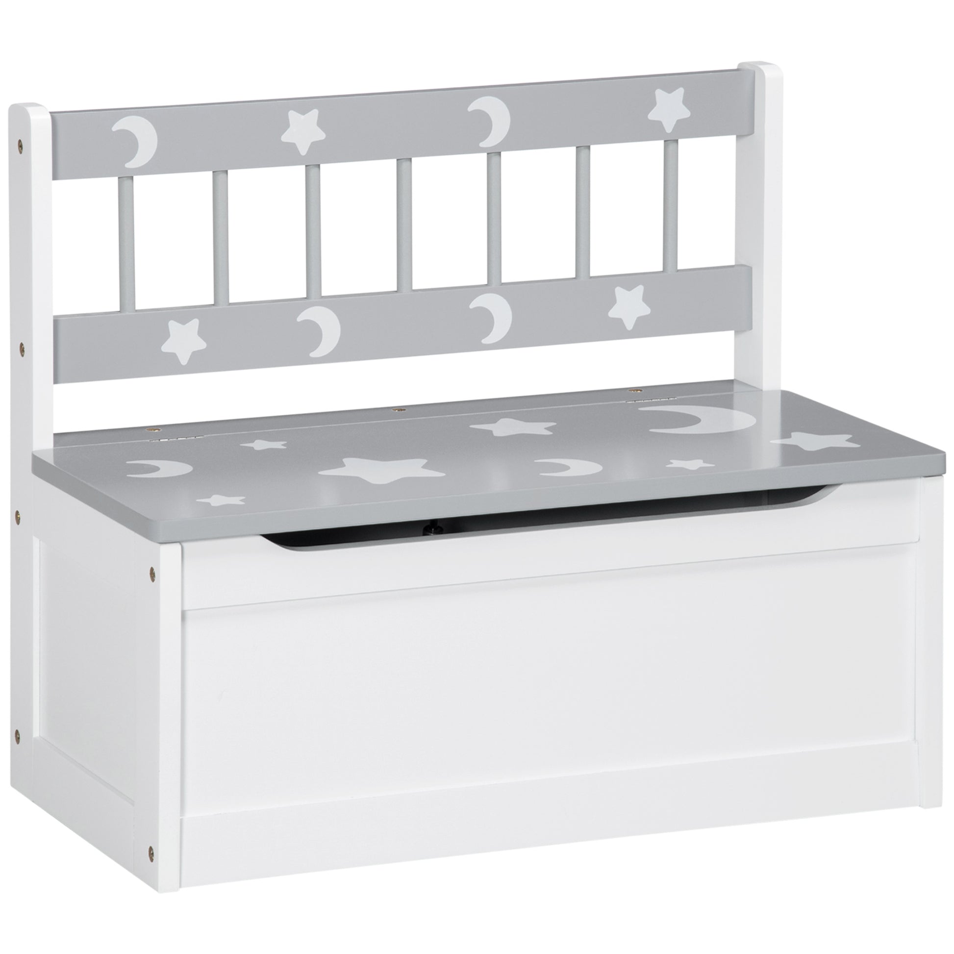 Qaba Toddler Toy Box Storage Bench With Large 27 L Interior, Kids Stor