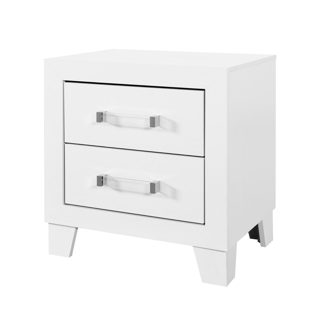 Omoda White Nightstand White Rubber Wood