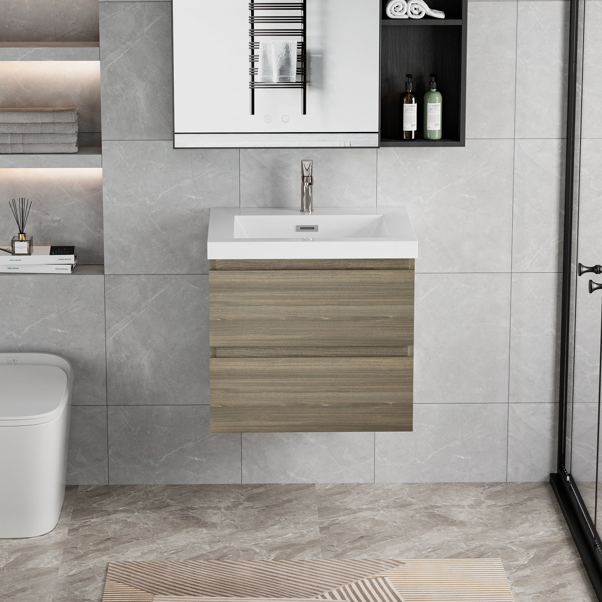 30" Floating Bathroom Vanity with Sink, Modern Wall 2-grey-bathroom-wall mounted-mdf