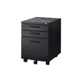 Contemporary Style File Cabinet With Lock System And Caster Support, Black Black Metal