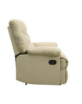 Beige Recliner With Pillow Top Armrest Beige Microfiber Manual Handle Metal Primary Living Space Tight Back Handle Pillow Top Arms Fabric Metal