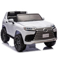Licensed Lexus Lx600 24V Two Seater Kids Ride On Car W Parents Control,Seat Width 20 Inches,2Wd,Four Wheel Suspension,Bluetooth,Mp3,Music,Adjustable Volume,Power Display,Speeds 1.86 3.11Mph For Kids. White Polypropylene