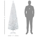 Homcom 6' Artificial Pencil Christmas Tree, Slim Xmas Tree With 390 Realistic Branch Tips And Plastic Stand, White White Plastic