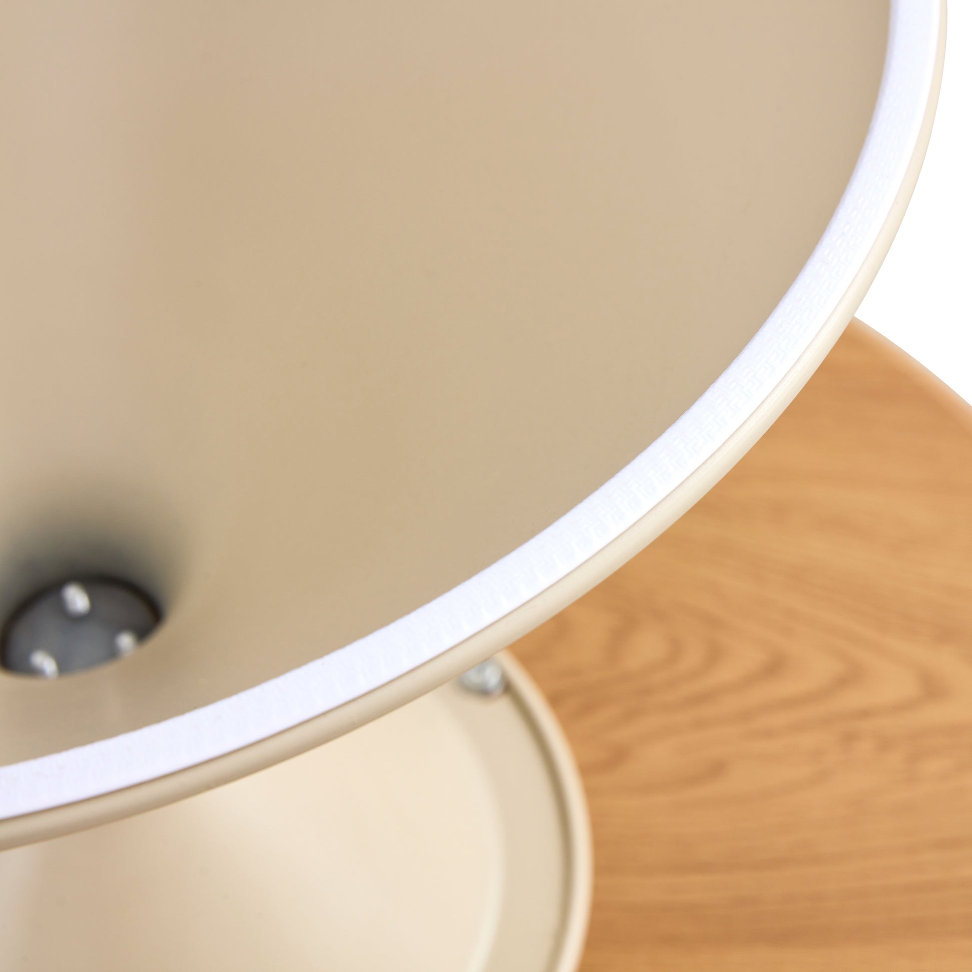 Set Of 2 Coffee Round Tables With A Wulnut Wooden Look Top And White Steel Base Milk White Primary Living Space Antique Freestanding Round Laminated Coffee & End Tables Round Metal