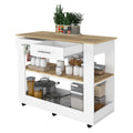 Brooklyn 46 Kitchen Island, Two Shelves, Two Drawers Multicolor Kitchen Contemporary Rectangular Kitchen Carts Melamine Engineered Wood Medium 40 55In