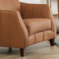 Aria Top Grain Leather Chair Brown Primary Living Space Mid Century Modern Eucalyptus Down Filling Leather
