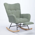 Modern Nursery Rocking Chair, Upholstered Glider Chair With High Backrest, Rocker Accent Armchair With Solid Wood Legs For Nursery Bedroom Living Room Green Green Teddy