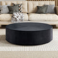 35.43 Inch Modern Round Coffee Table Mdf Coffee Table For Living Room,Drum Center Table For Apartment,No Need Assembly,Black Black Mdf