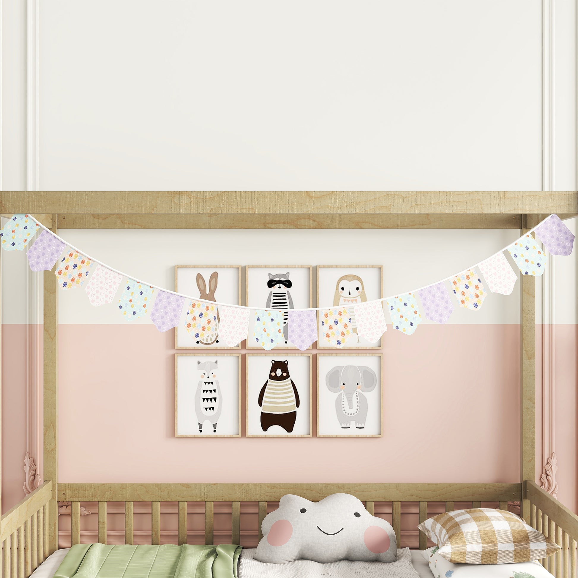 Twin Size Canopy Frame Floor Bed With Fence, Guardrails,Natural Twin Natural American Design Pine