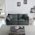 Modern Fabric Loveseat Sofa Couch For Living Room, Upholstered Large Size Deep Seat 2 Seat Sofa With 4 Pillows ,Gray Chenille Gray Chenille 2 Seat