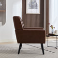 Modern Soft Leather Material Ergonomics Accent Chair Living Room Chair Bedroom Chair Home Chair With Black Legs For Indoor Home Brown Pu Brown Foam Upholstered