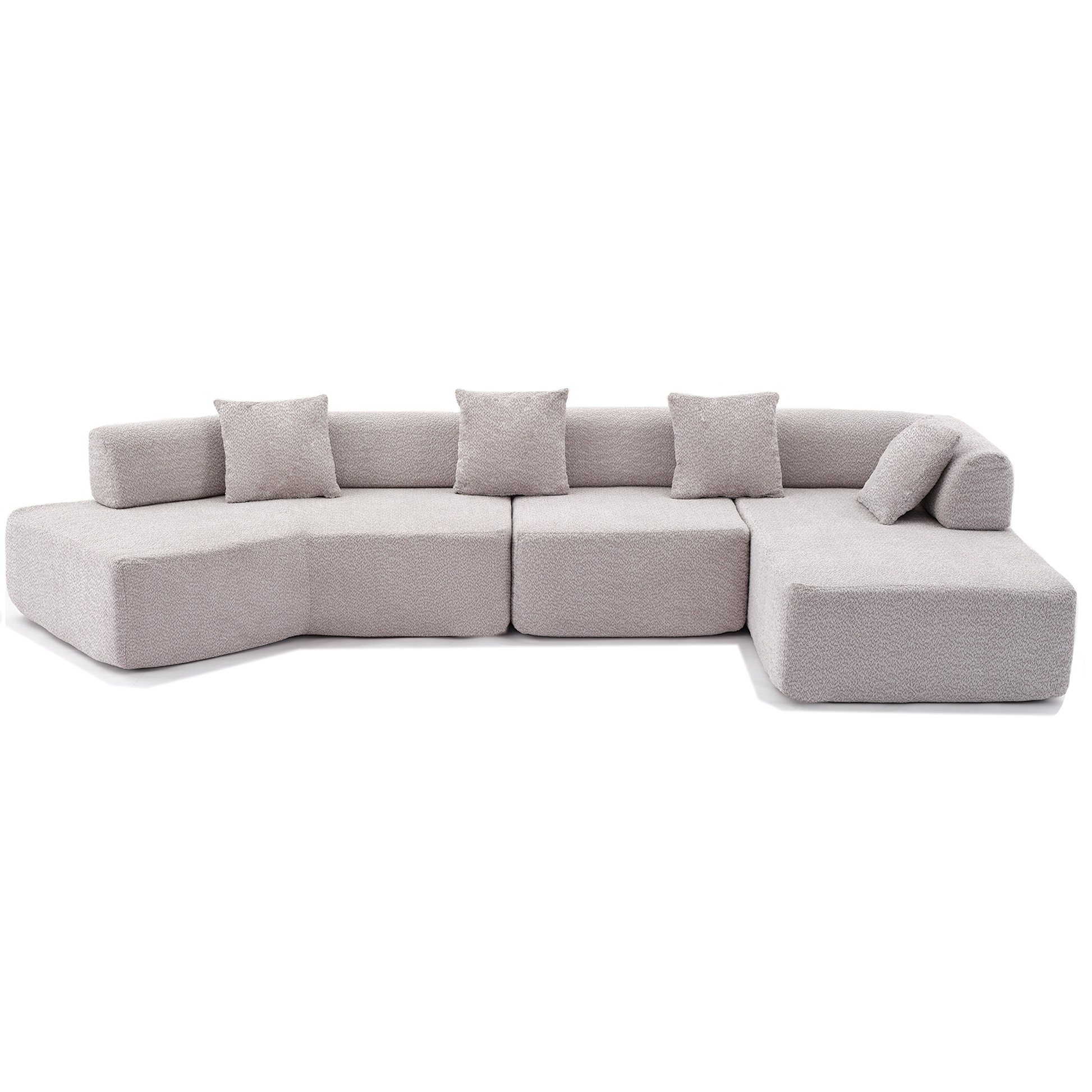 Arrived Modern Minimalist 140" L Shape Couch ,No Assembly Required,Boucle,Modular Sofa ,Couch With Chaise,Free Combination Foam Filled Sofa, 4 Seats, Gray Gray Polyester Primary Living Space Soft Modern Foam Polyester 4 Seat